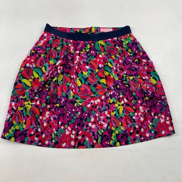 LILLY PULITZER Size 4 Wild Confetti CLOVER SKIRT Floral Pleated Pocket Stretch - Picture 2 of 6